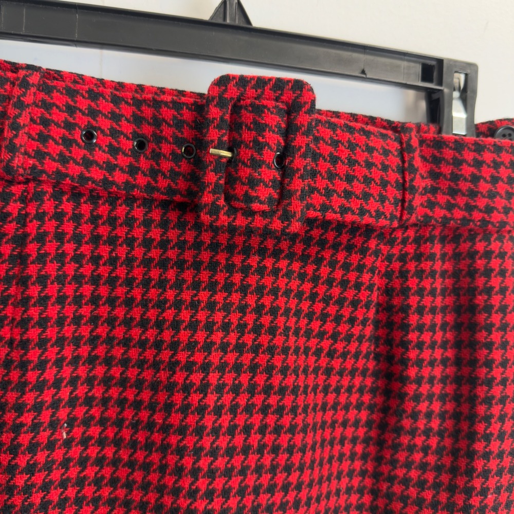 Limited America Red Black Houndstooth Wool Mohair Skirt Suit Set Size 6 Vintage - Picture 12 of 15